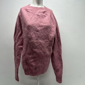Howlin by Morrison Sweater Pullover Pure New Wool Shetland Knit Light Pink XL